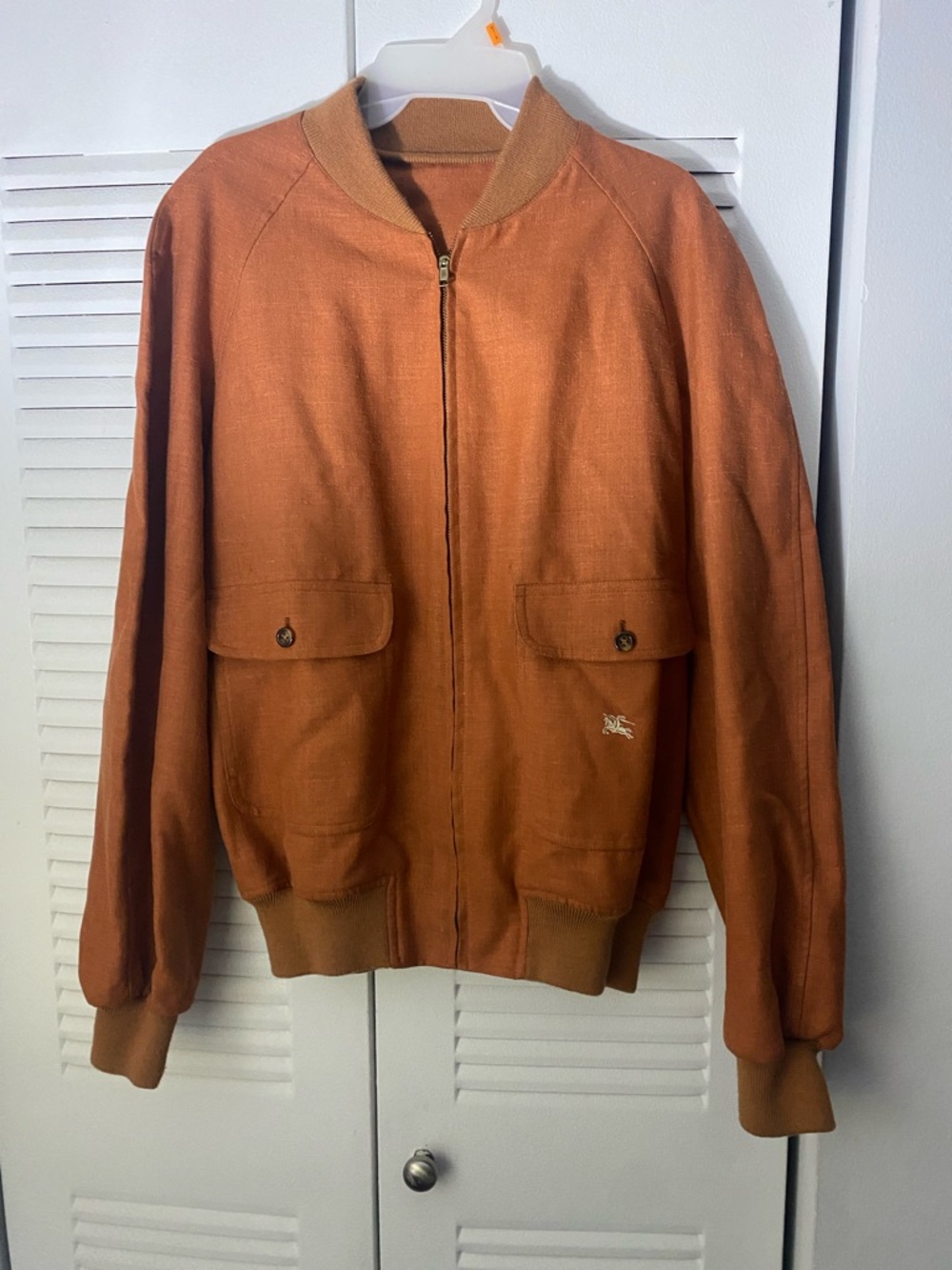 Burberry Orange Bomber Jacket with Flap Pockets